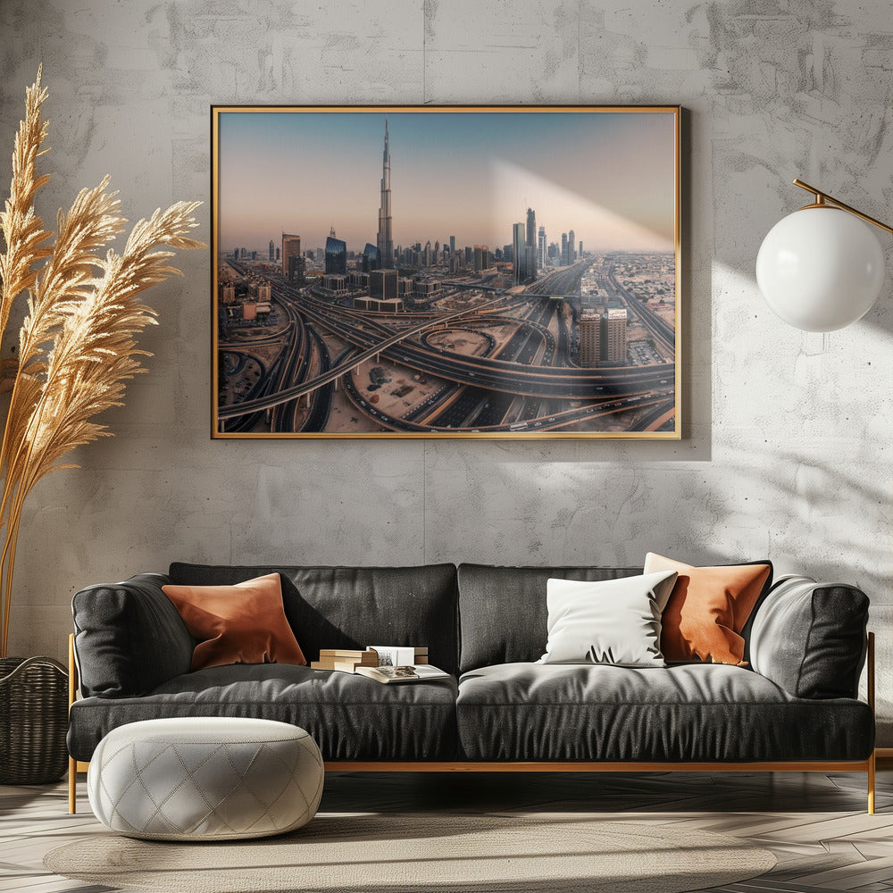 Panorama van de skyline van Dubai | Canvas