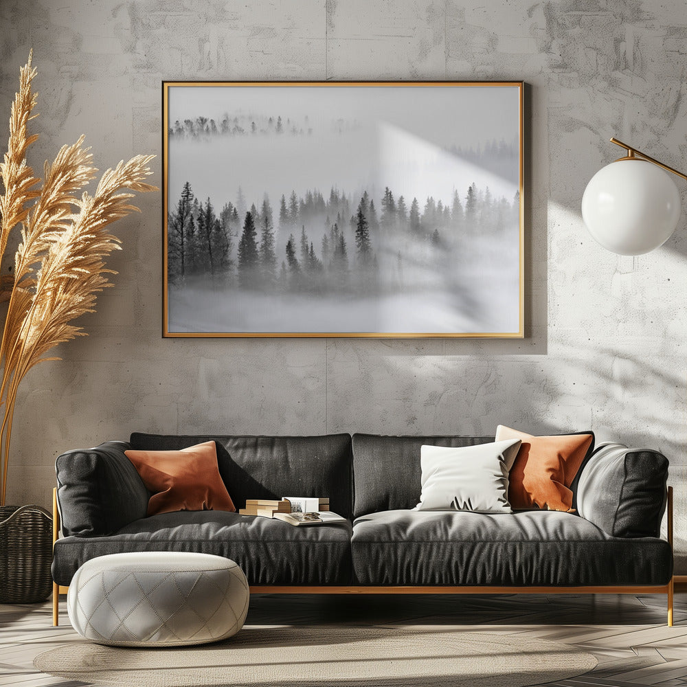 Mistig bos | Canvas