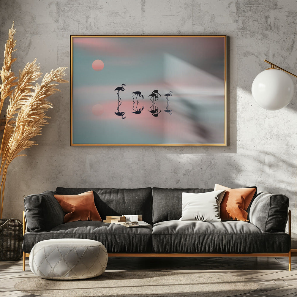 Familie flamingo's. | Canvas