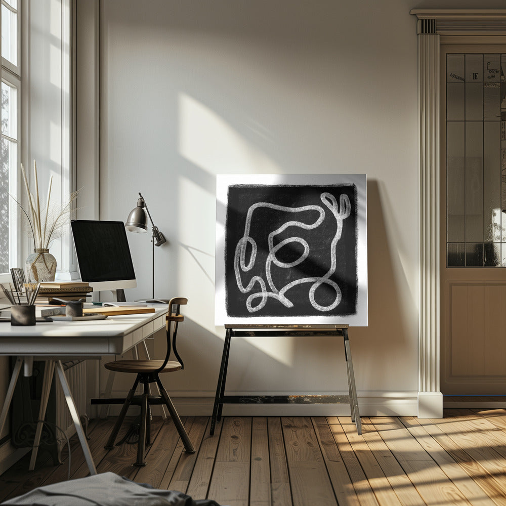 Zwarte krabbellijnen 1 | Canvas