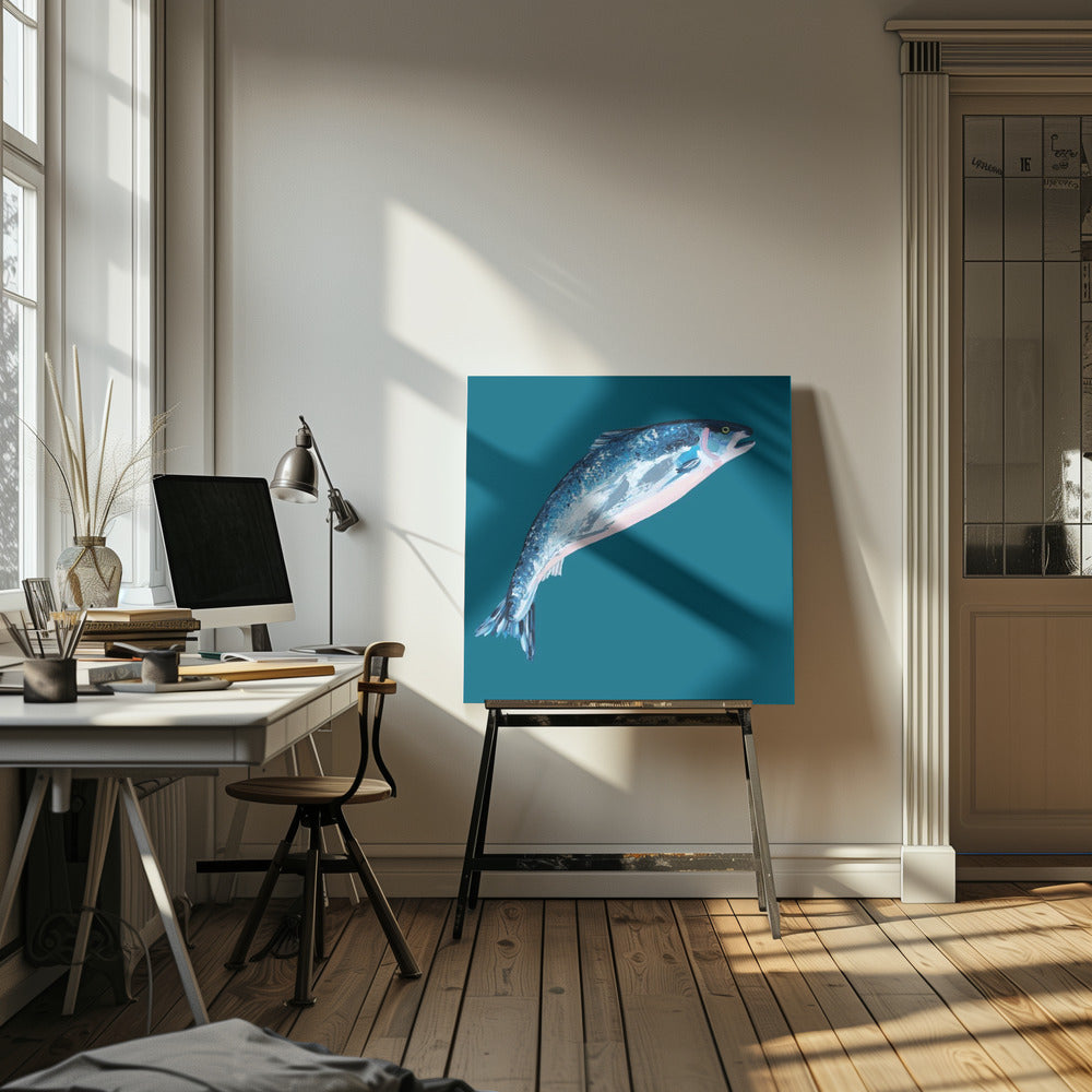 Springende Zalm | Canvas
