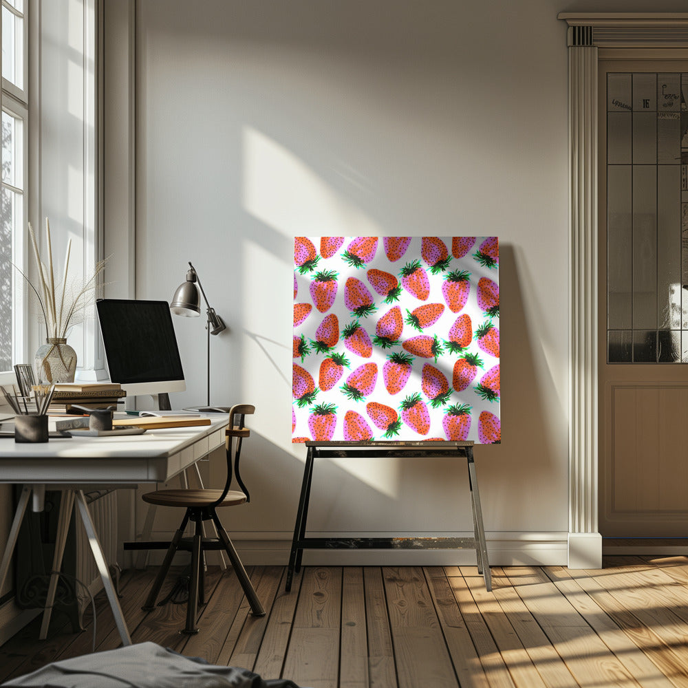 Lavendel Rode Aardbeien Fruit | Canvas
