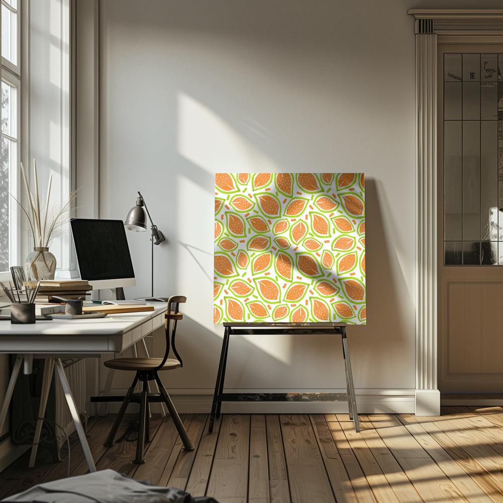 Meloen verspreide bladeren stippen | Canvas