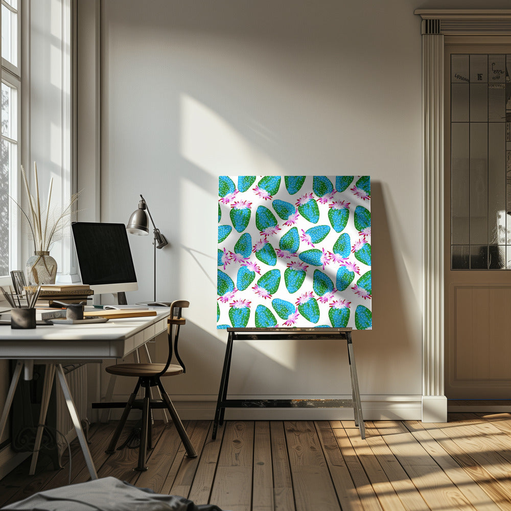Teal Green Strawberries Fruit | Canvas