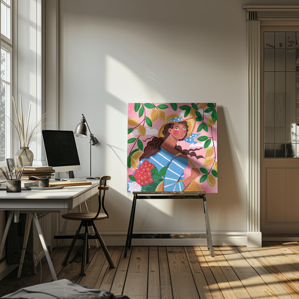 Portret van een vrouw aan de Amalfikust in Italië | Canvas