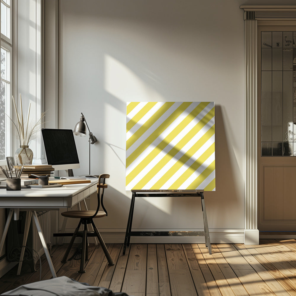 Gele en witte strepen | Canvas