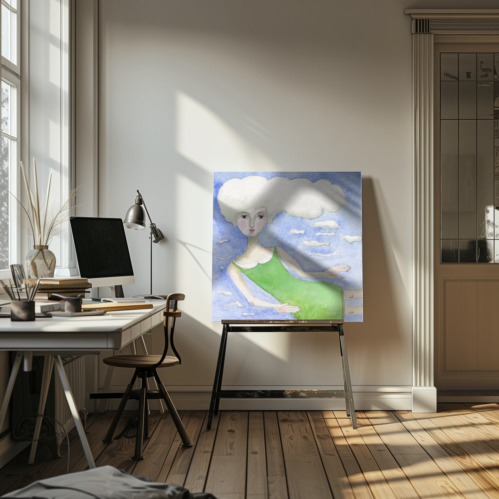 Hoofd in de wolken | Canvas