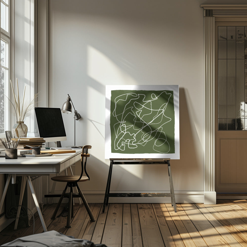 Groene krabbellijnen | Canvas