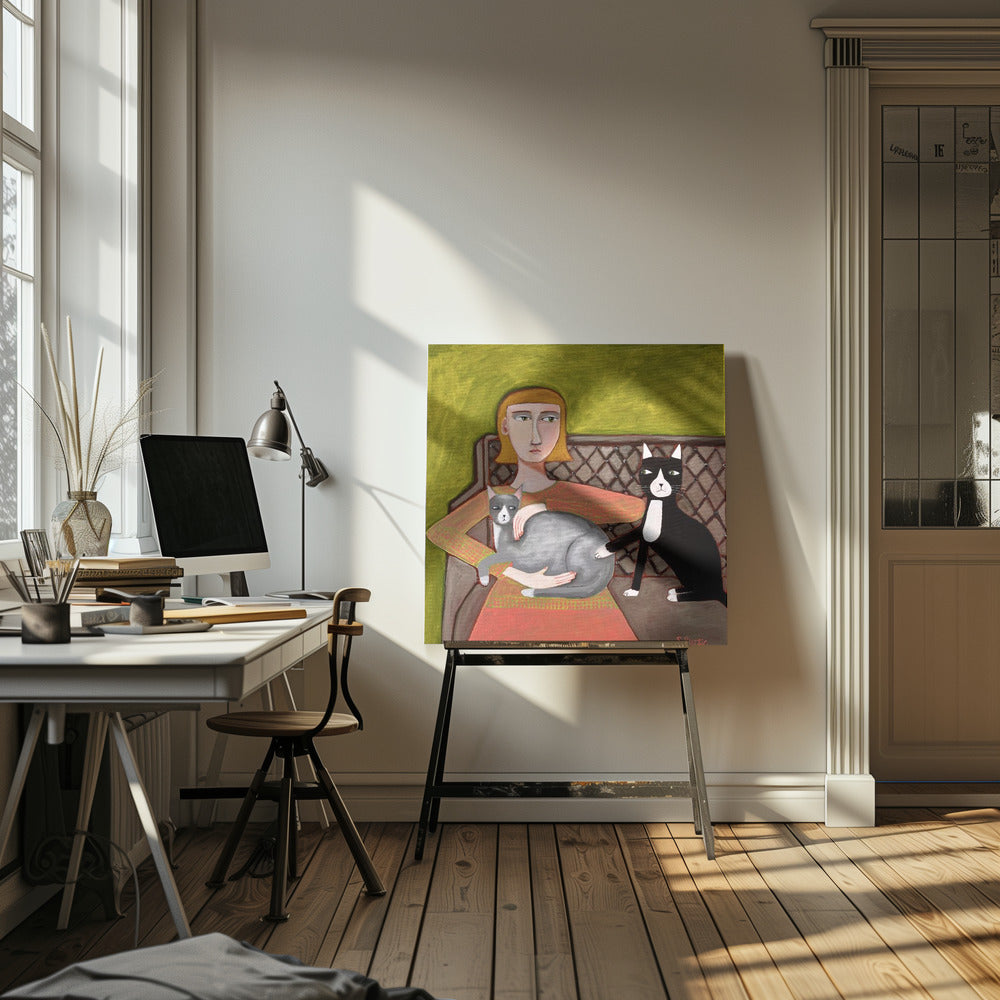 De jaloerse kat | Canvas