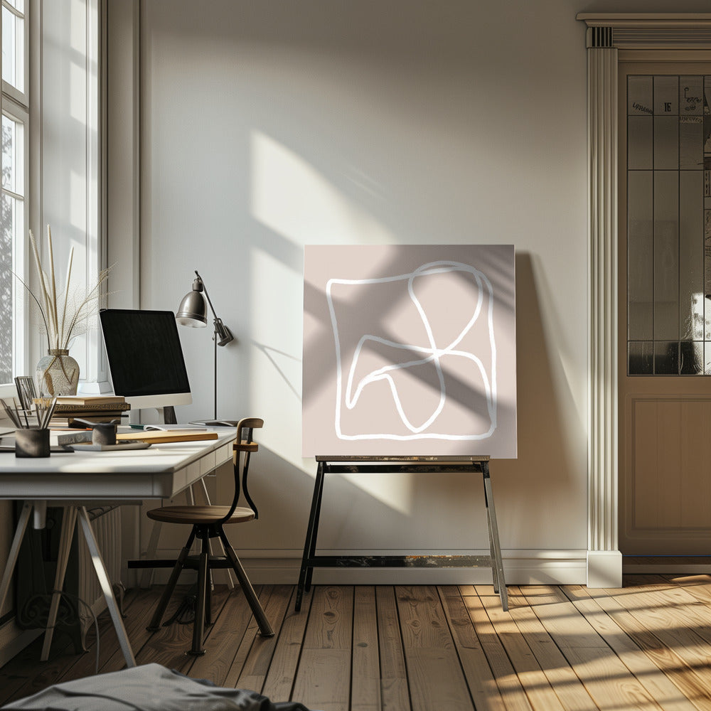 Beige abstracte lijnen | Canvas
