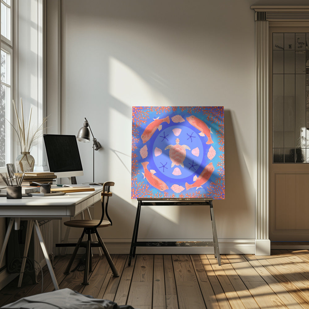 Zeeschildpad Mandala | Canvas
