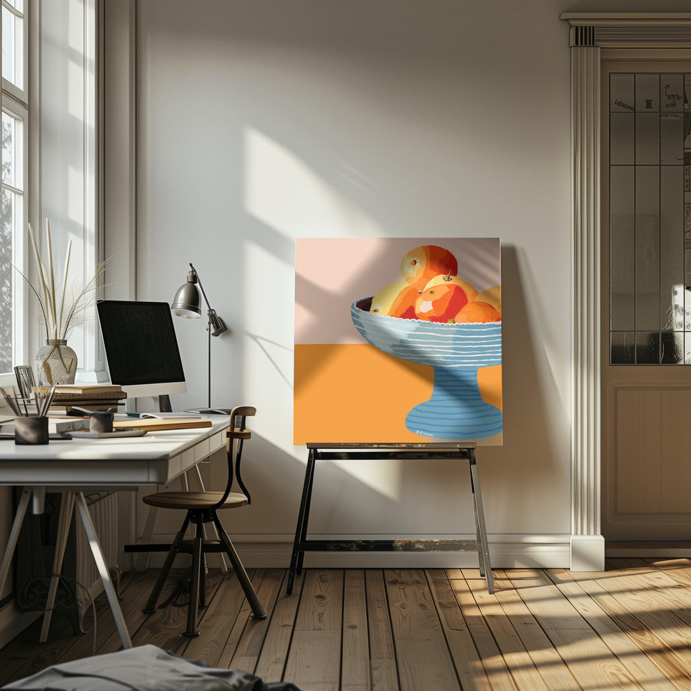 Blue fruit bowl bright | Canvas