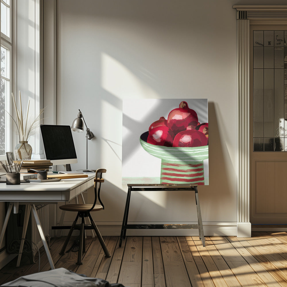 Granaatappels in kom | Canvas