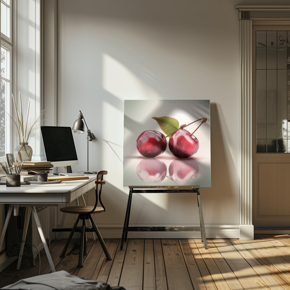 Twee kersen | Canvas