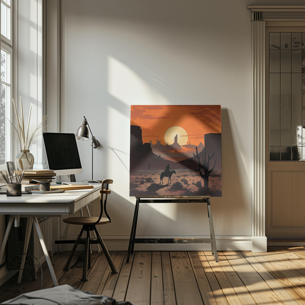 Zonsondergang Cowboy | Canvas