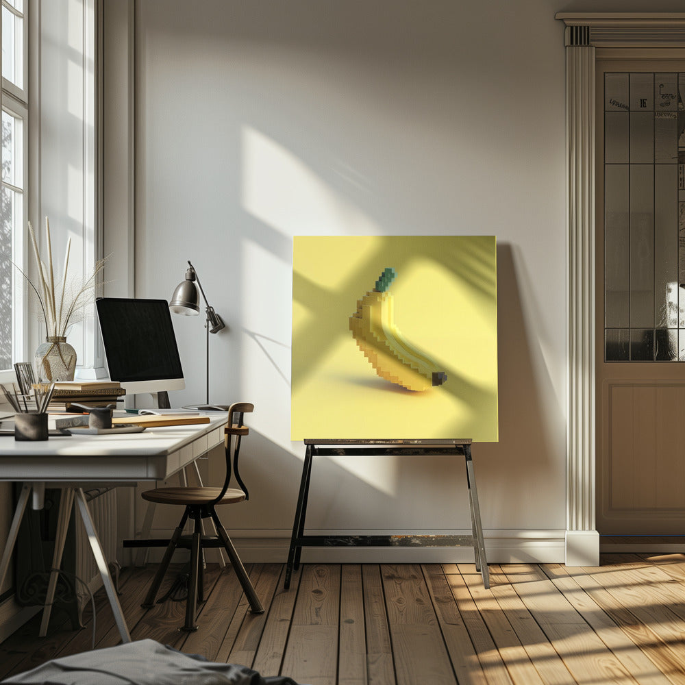 Pixel Fruit Gestileerde Banaan | Canvas