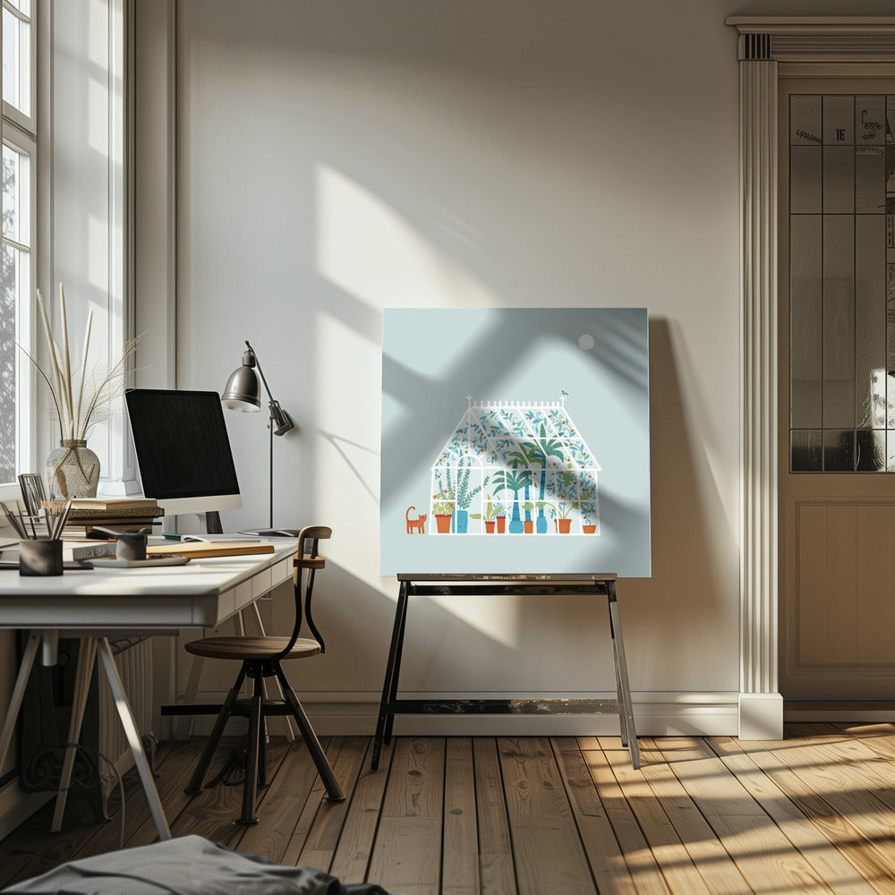 Kas gevuld met diverse planten | Canvas
