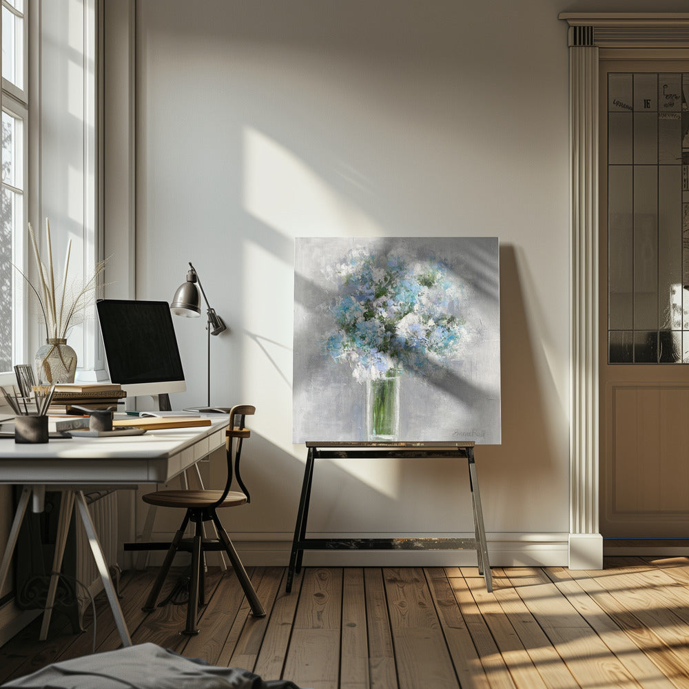 Boeket bloemen in een glazen vaas | Canvas