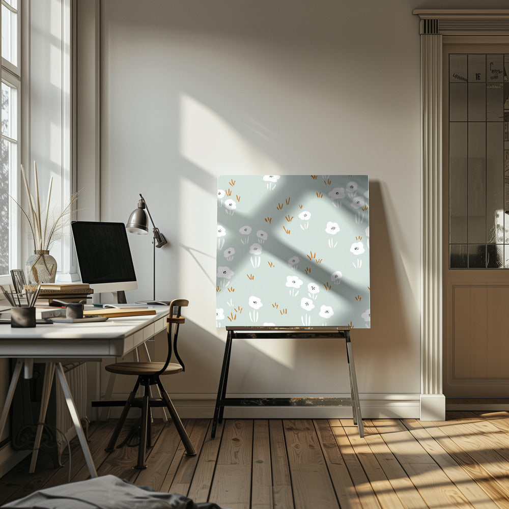 Minimalistisch Wildflower Meadow Mint-patroon | Canvas