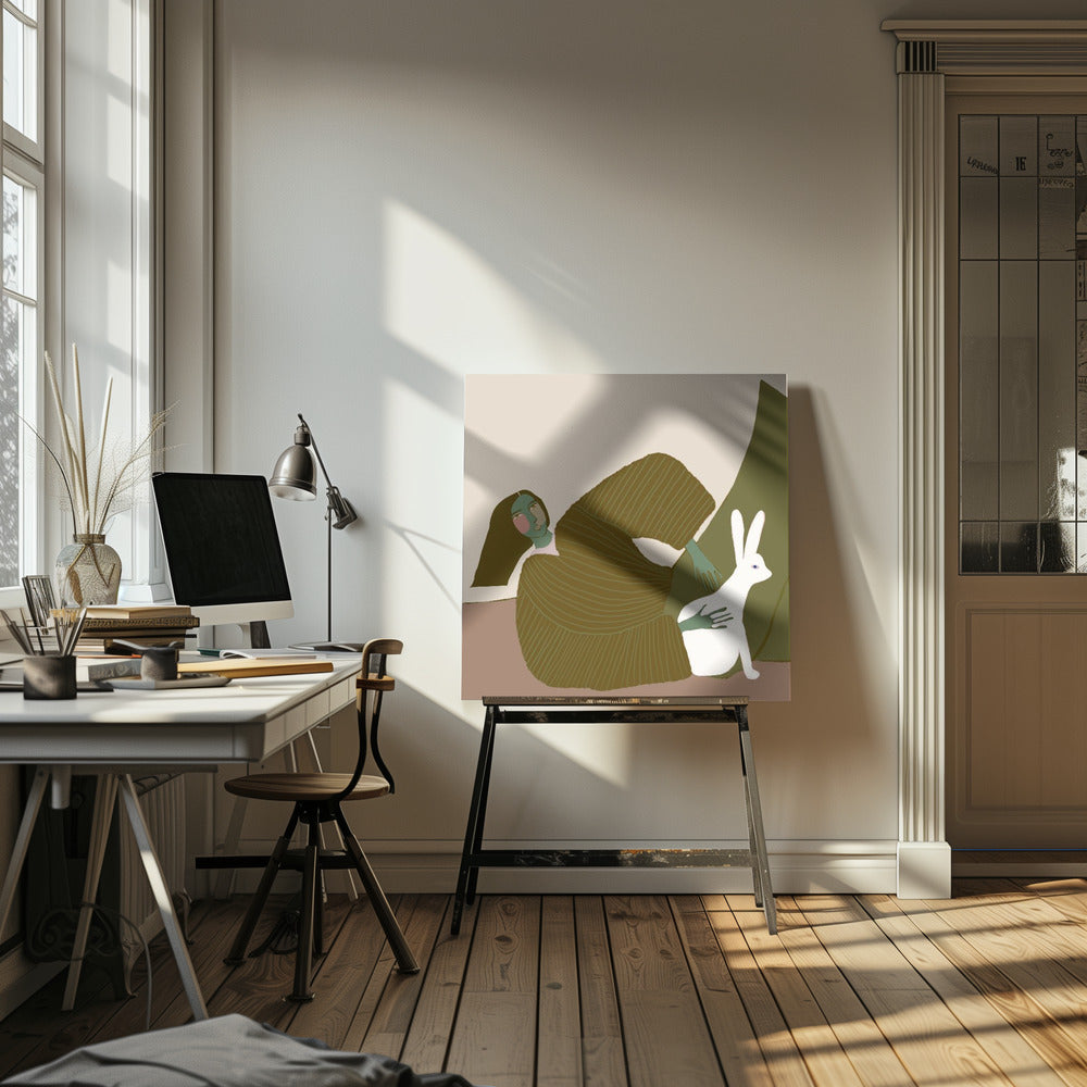 dame met konijn | Canvas