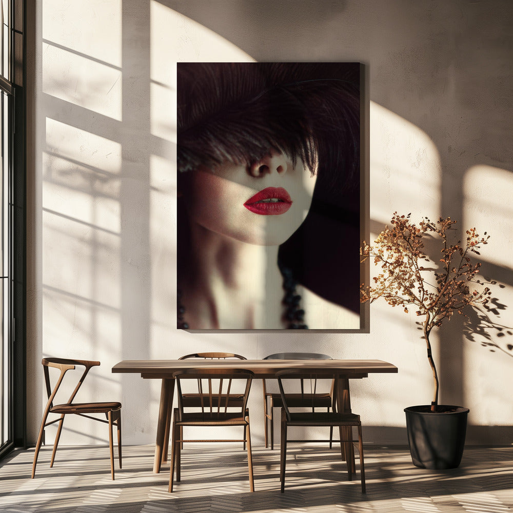 Lippen en veer | Canvas