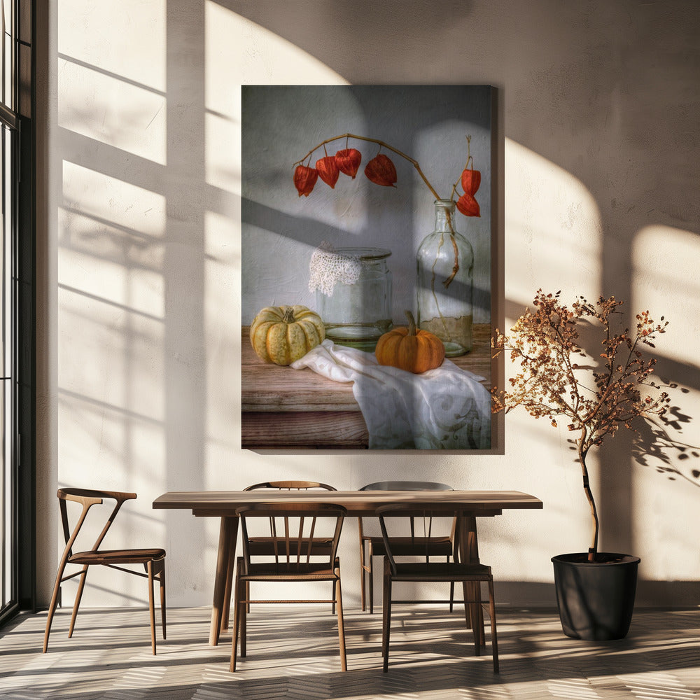 Stilleven met Physalis en Pompoen | Canvas