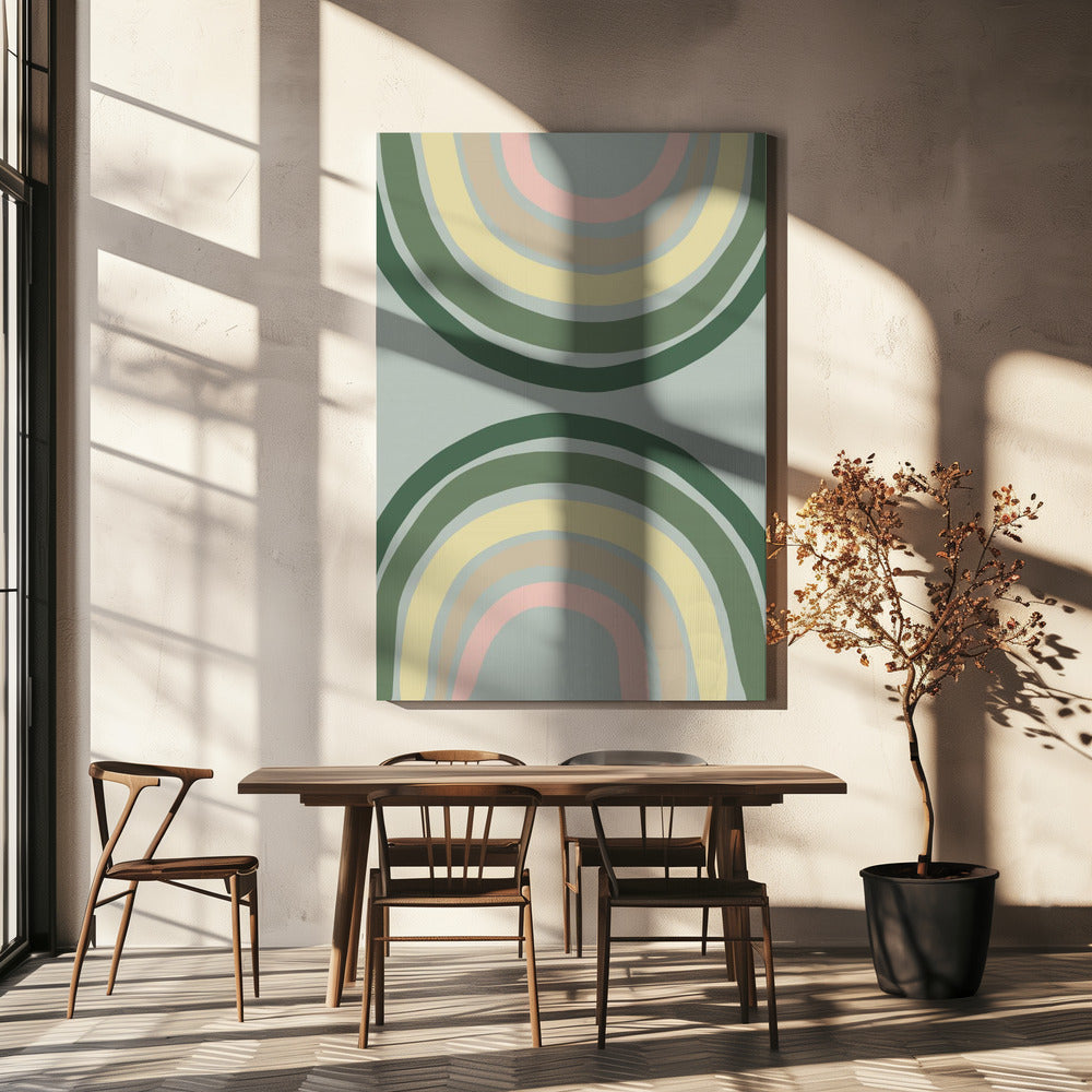Dubbele Regenboog Groen | Canvas