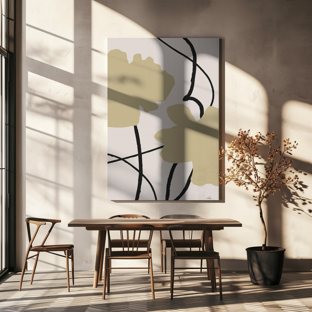 Beige Bloemen 02 | Canvas