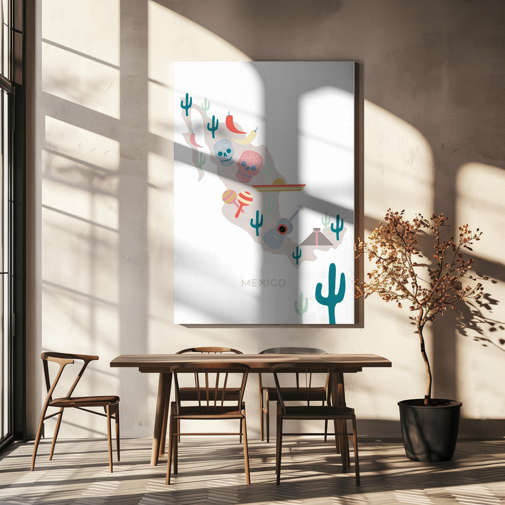 Kaart van Mexico nr. 1 | Canvas