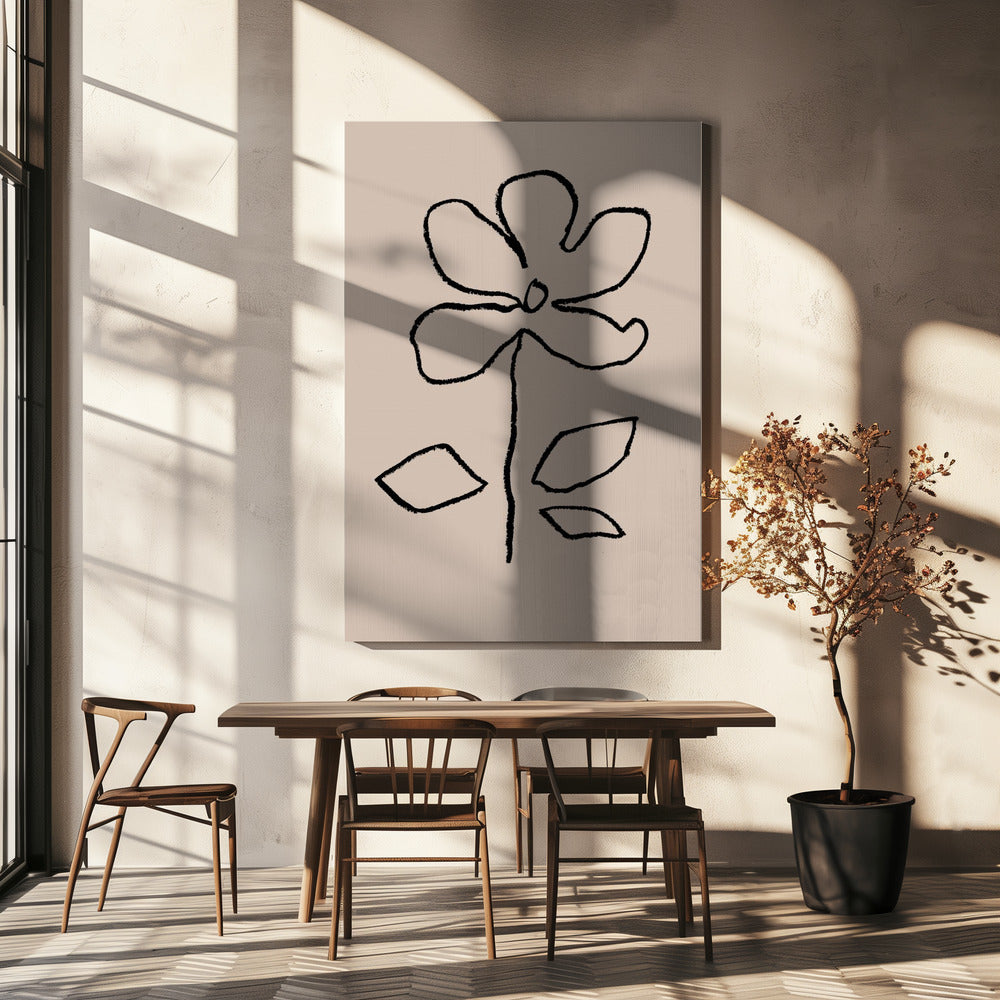 Oliepastel Bloem Zwart | Canvas