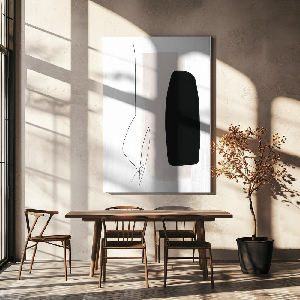 Zwarte en grijze vormen | Canvas