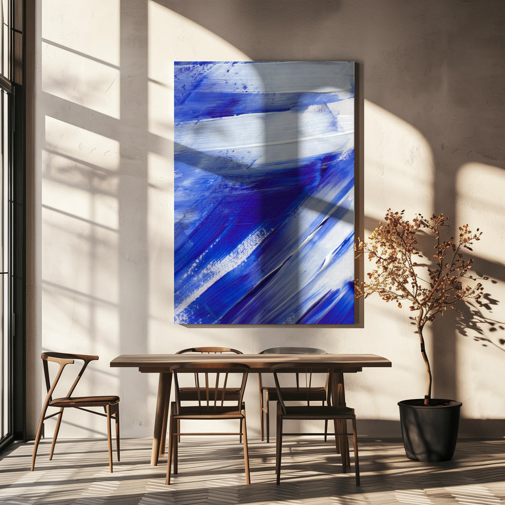 Witte en blauwe penseelstreken | Canvas
