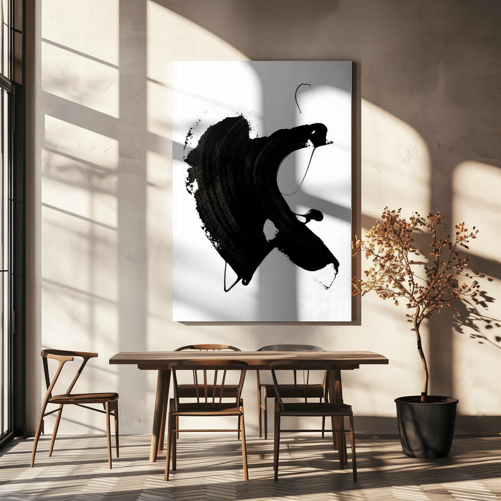 Zwarte abstracte streek | Canvas