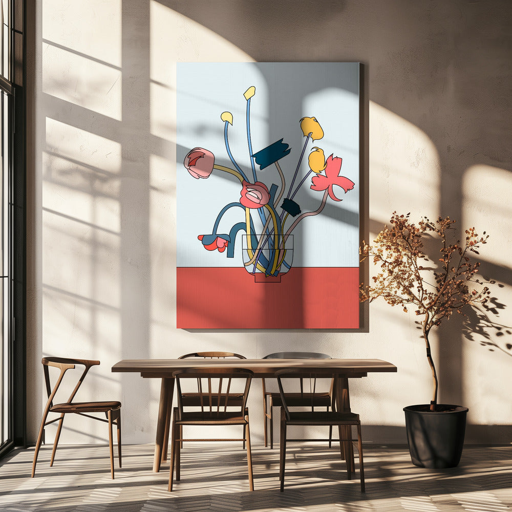 Bloemen in een glazen vaas | Canvas