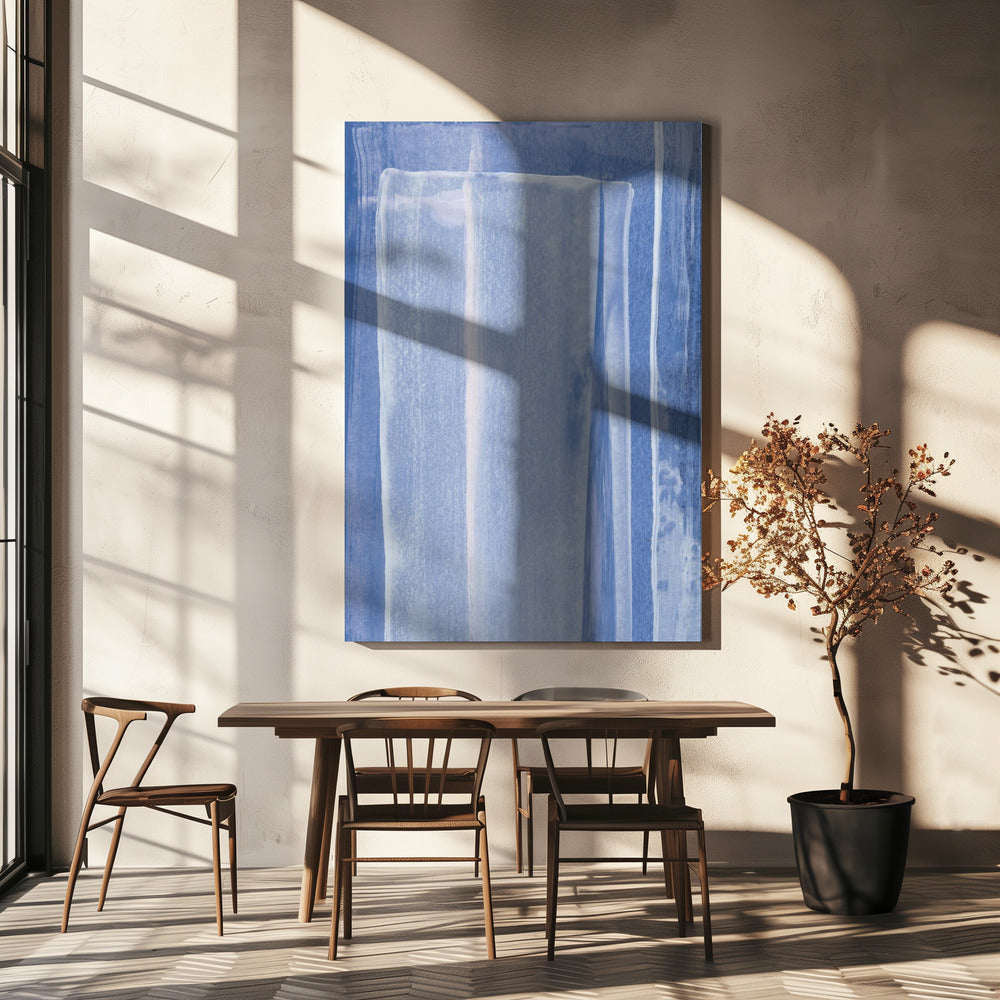 Blauw met verticale penseelstreken | Canvas