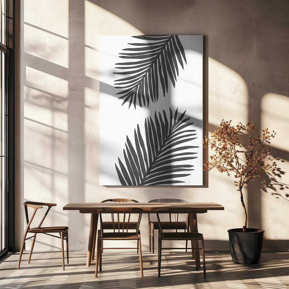 PALMBLAD 12 GRAFIETGRIJS | Canvas