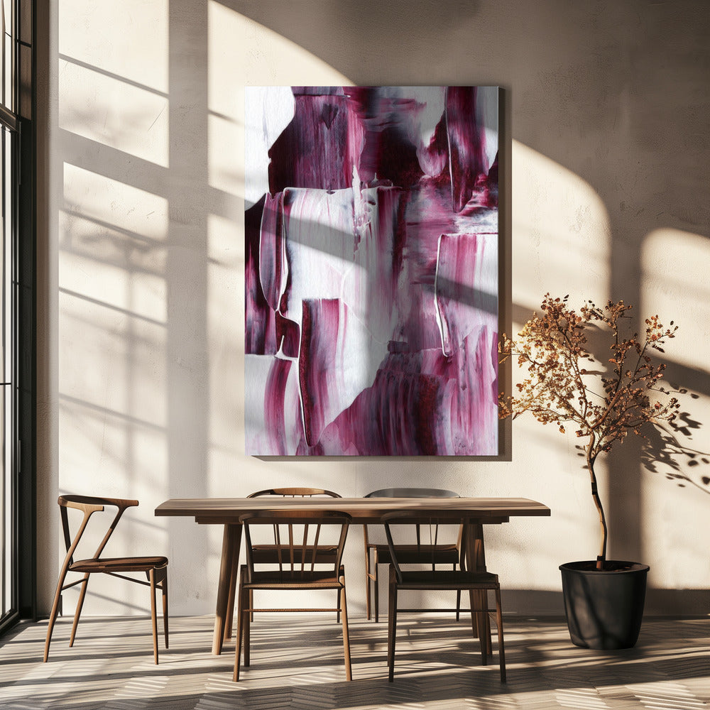 Karmozijnrode penseelstreken | Canvas