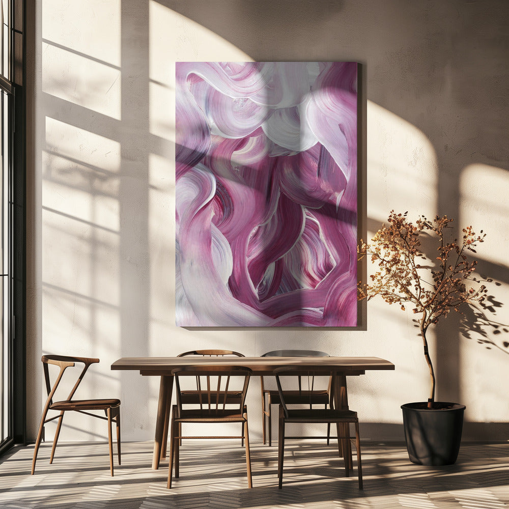 Expressive Pink and White Brushstrokes | Canvas