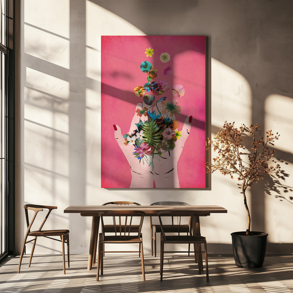 Bloeiend in handen | Canvas