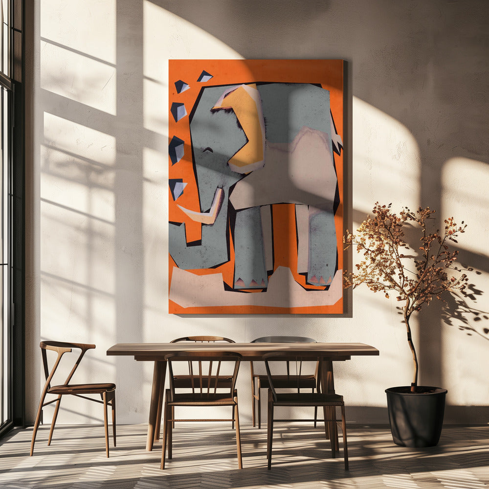 Geometrische Olifant | Canvas