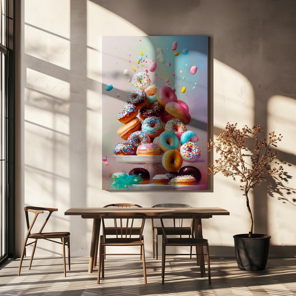 Kleurrijke donutcascade | Canvas