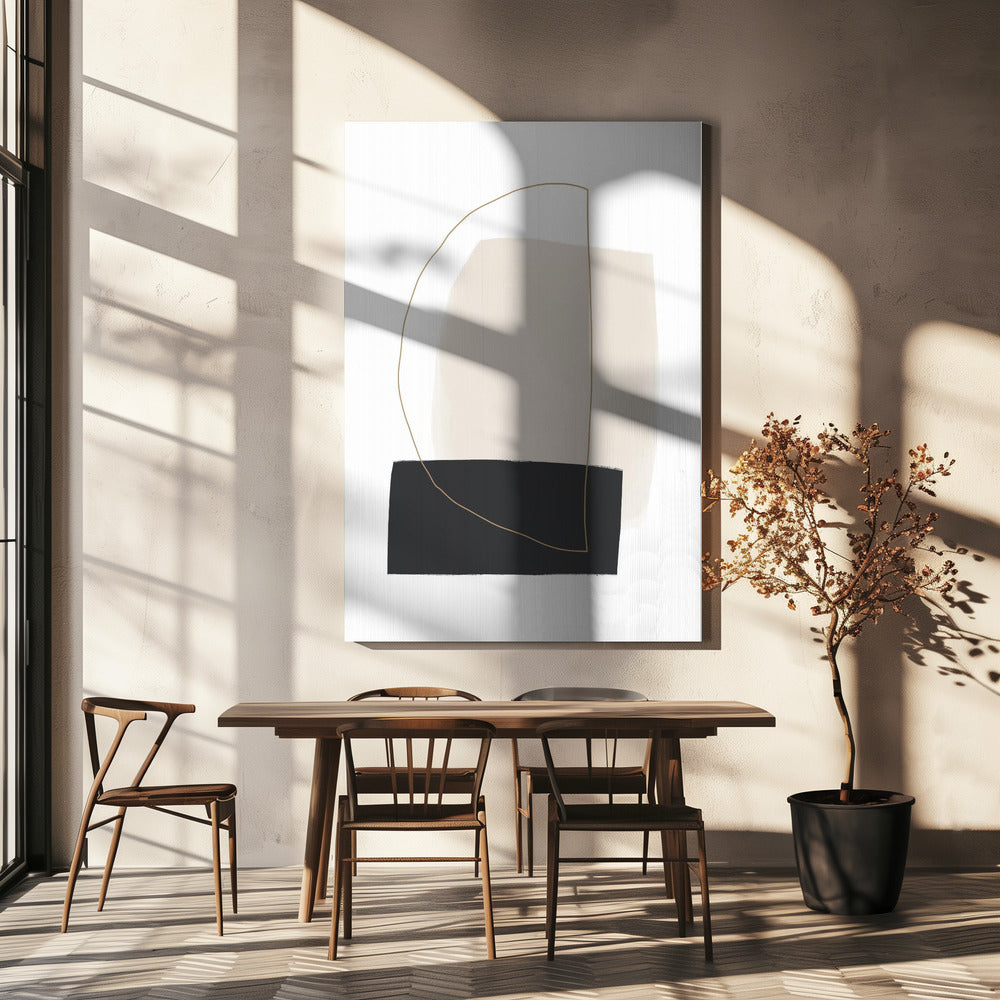 Geometrische vormen in zwart-, wit- en beigetinten | Canvas