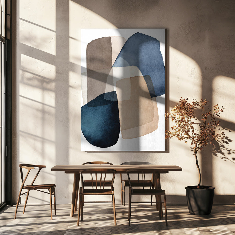 Blauwbruine blokken | Canvas
