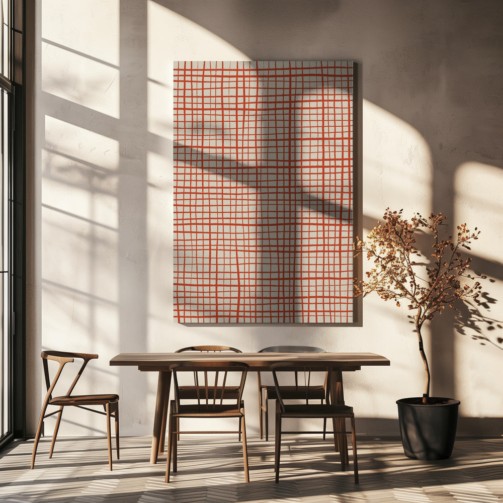Rode rasterharmonie | Canvas