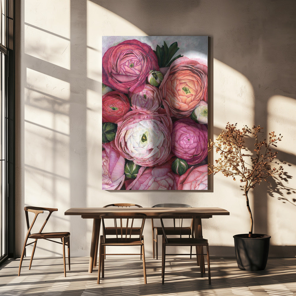 Arleth ranonkelboeket in warm roze | Canvas