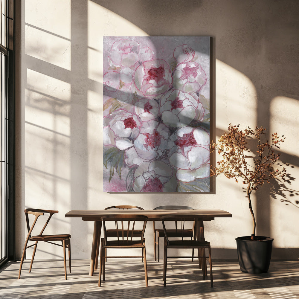 Nuria boeket van pioenrozen in roze | Canvas