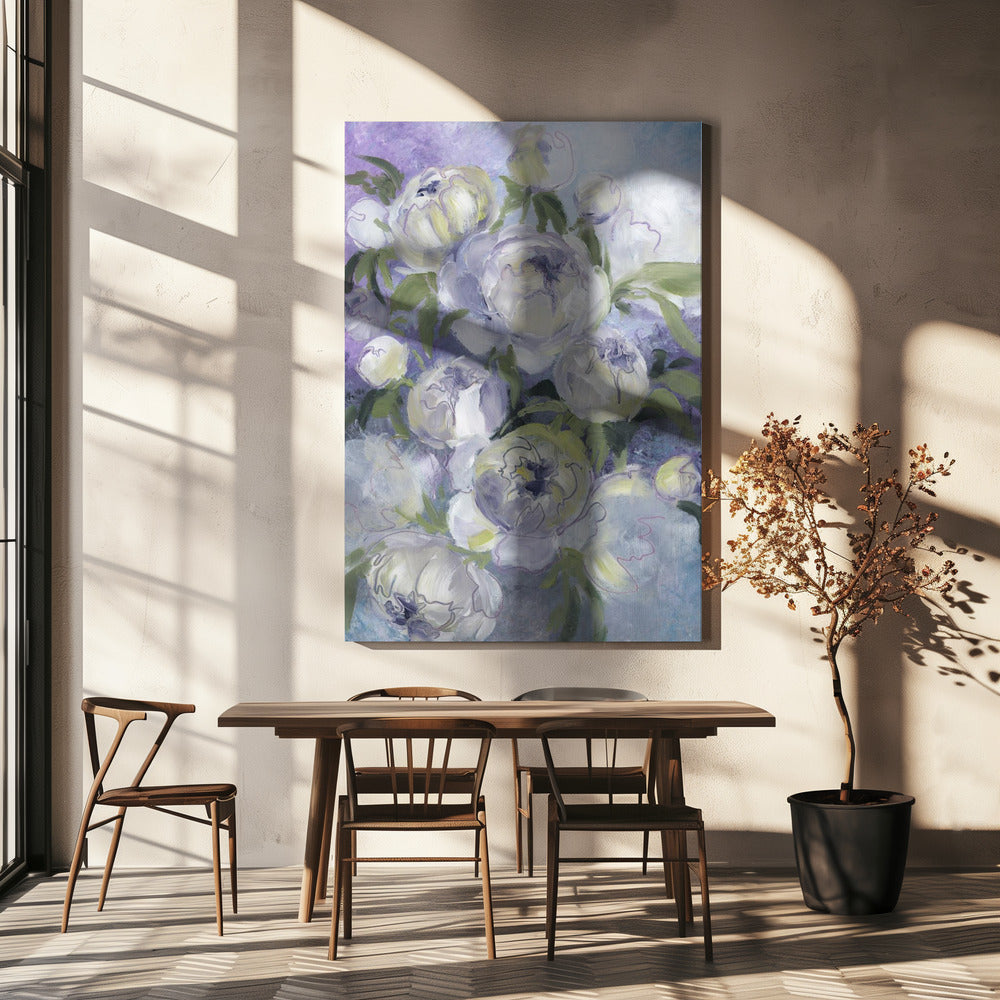 Droevige schilderachtige bloemen in violet | Canvas