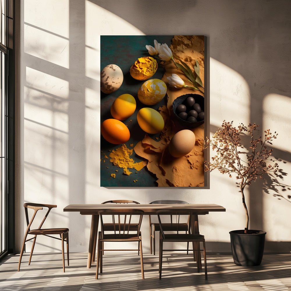Eieren en bloemblaadjes harmonie | Canvas