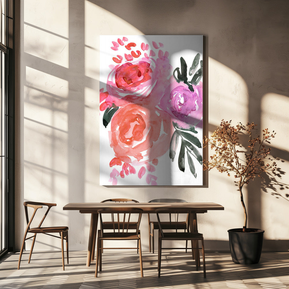 Maeko losse aquarel bloemen I | Canvas