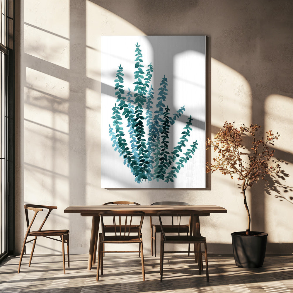 Aquarel eucalyptustak in blauwgroen | Canvas